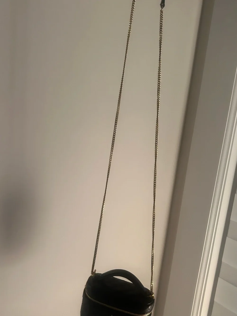 Black Leather Saint Laurent Brand New Crossbody Bag with Gold Chain Strap
